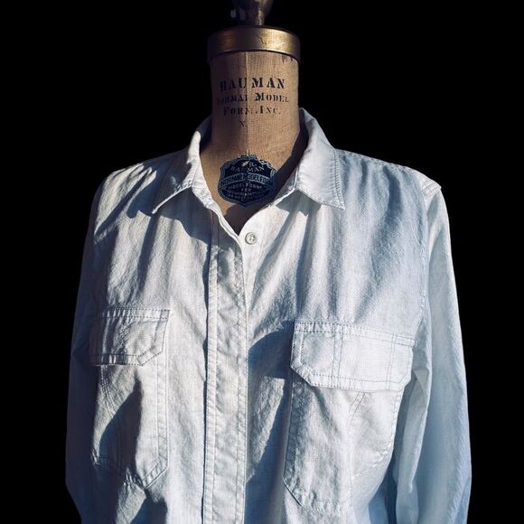 Calvin Klein Jeans White linen blend western style shirt size - Picture 6 of 16